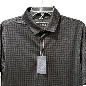 Boston Scott Golf Polo Shirt Mens Small Black Houndstooth‎ Modern Fit Golf